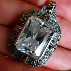 Thailand 925 Silver Pendant with CrystalCZ Accent